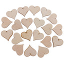 20 Pieces Wooden Hearts Shape Embellishments Craft with Hole for Wedding Christmas Decoration Scrapbook Making Card