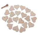20 Pieces Wooden Hearts Shape Embellishments Craft with Hole for Wedding Christmas Decoration Scrapbook Making Card