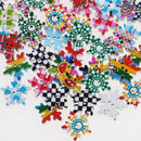 100 Pieces 19mm Snowflake Shape Wooden Buttons Scrapbooking Embellishments for DIY Crafts Christmas Decoration