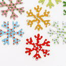 100 Pieces 25mm Snowflake Shape Wooden Buttons Scrapbooking Embellishments for DIY Crafts Christmas Decoration