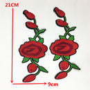 2 Piece Iron on Flower Embroidery Sewing Applique Embellishment Patch for Clothing Decoration 21x9cm
