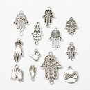 12 Styles Antique Silver Palm Charms Connectors Dangle Pendants fit Bracelet Jewelry Making Craft