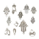 12 Styles Antique Silver Palm Charms Connectors Dangle Pendants fit Bracelet Jewelry Making Craft