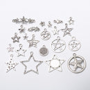 22 Styles Vintage Lucky Star Silver Charms Beads Pendant Connectors Jewelry Making Crafts