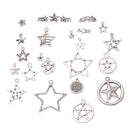 22 Styles Vintage Lucky Star Silver Charms Beads Pendant Connectors Jewelry Making Crafts