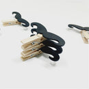 6 Pieces Mini Black Beard Wooden Pegs Photo Clips Clothes Pin for Wedding Xmas Room Party Table Decoration