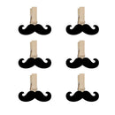 6 Pieces Mini Black Beard Wooden Pegs Photo Clips Clothes Pin for Wedding Xmas Room Party Table Decoration