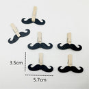 6 Pieces Mini Black Beard Wooden Pegs Photo Clips Clothes Pin for Wedding Xmas Room Party Table Decoration