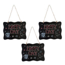 3 Piece Double Sided Vintage Style Chalkboard BlackBoard with Hanging String and Cleaning Cloth 25x20cm
