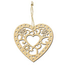 5 Pieces Wood Heart Embellishments With Rope For Christmas Wedding Decorations