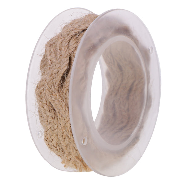 1 Roll of 2 Meters Vintage Curved Hessian Burlap Rope Ribbon Hemp Cord for Wedding Party Xmas Gift Wrapping Crafts