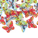 Pack of 100 Beautiful Butterfly Buttons Wooden Embellishment Craft Sewing Scrapbooking 2 Holes Flatback Nursery DIY Accessories