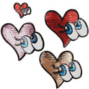 4 Pieces Cute Heart Eyes Embroidery Sequins Iron On Patch Sew On Patch for Clothes Applique Craft DIY Accessories