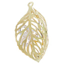 Metal Hollow Leaves Crystal Charms Pendants for DIY Necklace Fashion Jewelry Making Crafts