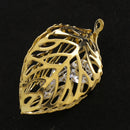 Metal Hollow Leaves Crystal Charms Pendants for DIY Necklace Fashion Jewelry Making Crafts