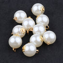 10 Pieces Metal Pearl Pendants Charms Findings For Fashion Jewelry Making Crafts 12mm