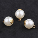10 Pieces Metal Pearl Pendants Charms Findings For Fashion Jewelry Making Crafts 12mm