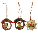 3 Pieces Wood Christmas Tree Decoration Xmas Hanging Snowman Deer Ornament Decoration