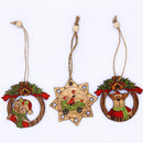 3 Pieces Wood Christmas Tree Decoration Xmas Hanging Snowman Deer Ornament Decoration