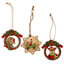 3 Pieces Wood Christmas Tree Decoration Xmas Hanging Snowman Deer Ornament Decoration