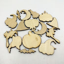 50 Pieces Halloween Wooden Shapes Craft Scrapbooking MDF Cut Wood Gift Embellishments