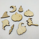 50 Pieces Halloween Wooden Shapes Craft Scrapbooking MDF Cut Wood Gift Embellishments