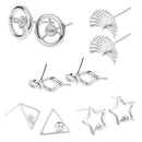 1 Pair of Sterling 925 Silver Round Ear Stud Earring Findings Bases DIY Jewelry