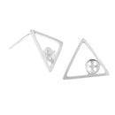 2 Pieces 925 Sterling Silver Cool Triangle Ear Stud Earrings Women Jewelry Earrings Settings Blank Base Pearl Gem Stud Findings