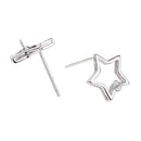 1 Pair of Sterling 925 Silver Star Ear Stud Earring Findings Bases DIY Jewelry