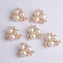 10 Pieces Pearls Flower Rhinestone Buttons DIY Craft Embellishment Flat Back