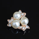 10 Pieces Pearls Flower Rhinestone Buttons DIY Craft Embellishment Flat Back