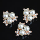 10 Pieces Pearls Flower Rhinestone Buttons DIY Craft Embellishment Flat Back