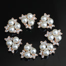 10 Pieces Pearls Flower Rhinestone Buttons DIY Craft Embellishment Flat Back