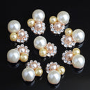 10 Pieces Flower Crystal Pearl Rhinestone Button Flatback Hair Bow DIY Craft Decor