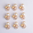 10 Pieces Flower Crystal Pearl Rhinestone Button Flatback Hair Bow DIY Craft Decor