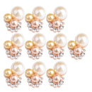 10 Pieces Flower Crystal Pearl Rhinestone Button Flatback Hair Bow DIY Craft Decor
