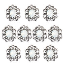 10 Pieces Antique Silver Rhinestone Charm Flower Pendants 18x22mm DIY Necklace Jewelry Crafts
