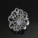 10 Pieces Antique Silver Rhinestone Charm Flower Pendants 18x22mm DIY Necklace Jewelry Crafts