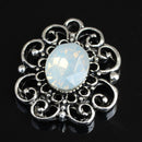 10 Pieces Antique Silver Rhinestone Charm Flower Pendants 18x22mm DIY Necklace Jewelry Crafts