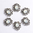 10 Pieces Antique Silver Rhinestone Charm Flower Pendants 18x22mm DIY Necklace Jewelry Crafts