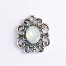 10 Pieces Antique Silver Rhinestone Charm Flower Pendants 18x22mm DIY Necklace Jewelry Crafts