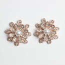 20 Pieces Alloy Rhinestone Crystal Pearl Flower DIY Embellishment Flatback Buttons