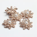 20 Pieces Alloy Rhinestone Crystal Pearl Flower DIY Embellishment Flatback Buttons