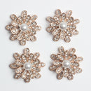 20 Pieces Alloy Rhinestone Crystal Pearl Flower DIY Embellishment Flatback Buttons