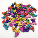 100 Pieces Colorful Wood Buttons Heart Shape Embellishments Sewing Craft 20x17mm