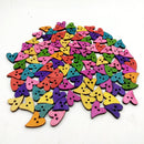 100 Pieces Colorful Wood Buttons Heart Shape Embellishments Sewing Craft 20x17mm