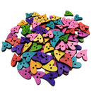 100 Pieces Colorful Wood Buttons Heart Shape Embellishments Sewing Craft 20x17mm