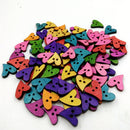 100 Pieces Colorful Wood Buttons Heart Shape Embellishments Sewing Craft 20x17mm