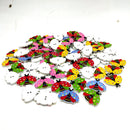 100 Pieces Ladybird Wooden Button Cartoon Animal Buttons DIY Craft Supplies 24mm