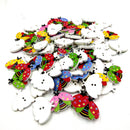 100 Pieces Ladybird Wooden Button Cartoon Animal Buttons DIY Craft Supplies 24mm